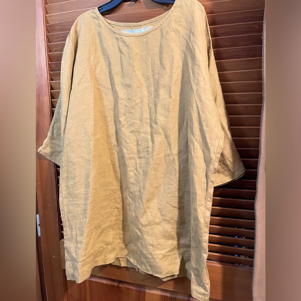 “Not Perfect Linen” Amber yellow RENNES-2 oversized linen dress - Picture 6 of 6